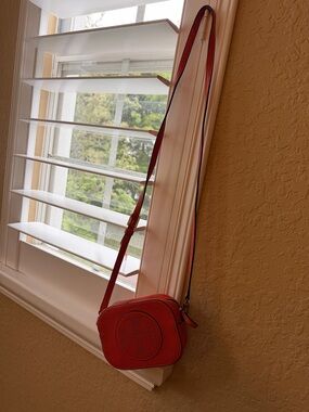 Tory Burch Red Leather Crossbody Camera Bag
